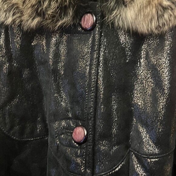 Vintage 90s Elegant Maxi Faux-Fur Coat Dark Chocolate Brown - Picture 6 of 14